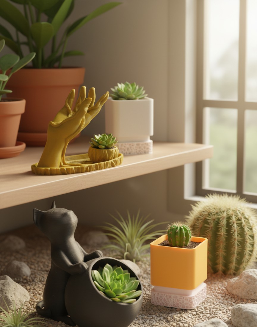 Maceta con forma de cabeza clásica